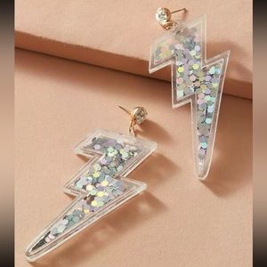 ⚡️ Awesome Large Glitter Iridescent Sequin Lightning Bolt Rhinestone Studs ⚡️